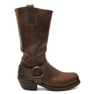 FRYE 12R Harness Boot Brown Oiled Leather Western Cowgirl Mid Calf Engineer Moto